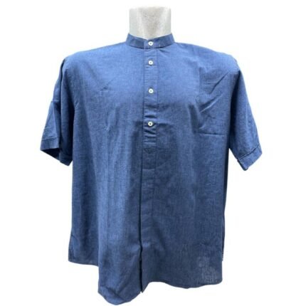 Maxfort camicia mezza manica misto lino collo coreana taglie forti uomo colore blu E-1263/100