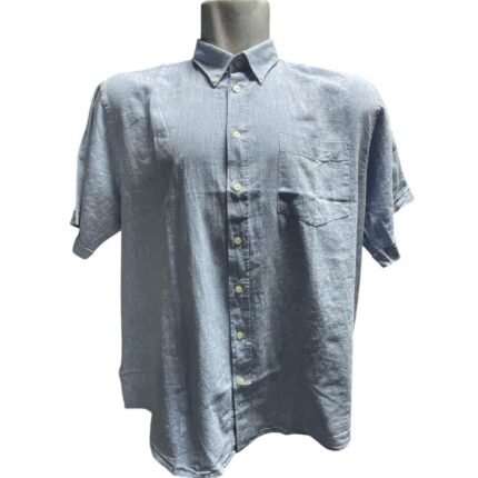 Maxfort camicia mezza manica misto lino taglie forti uomo colore azzurro E-1262/130