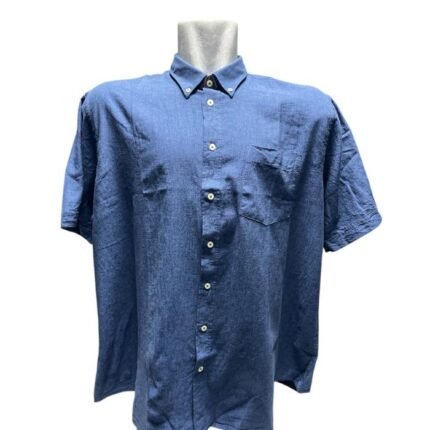 Maxfort camicia mezza manica misto lino taglie forti uomo colore blu E-1262/100