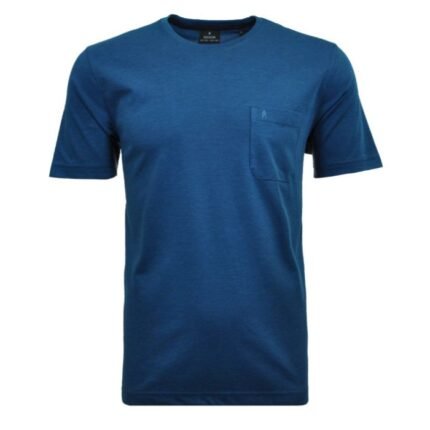 Ragman maglia girocollo mezza manica con taschino taglie forti uomo colore bluette  540380/765